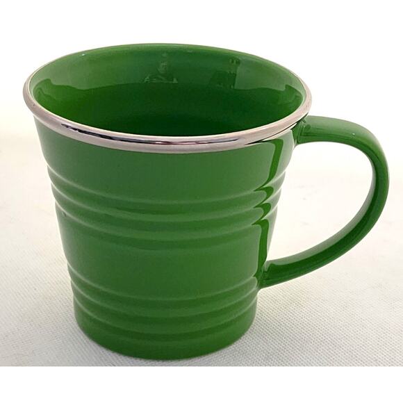 MUG/CUP-Starbucks-Vintage-2007-Kelly Green-Silver Rim-Holds 12-14 oz - Picture 2 of 7